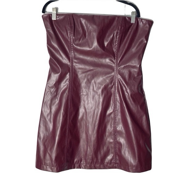 Princess Polly Dresses & Skirts - New Princess Polly Hailey Strapless Mini Dress Size 12 in Burgundy Vegan Leather